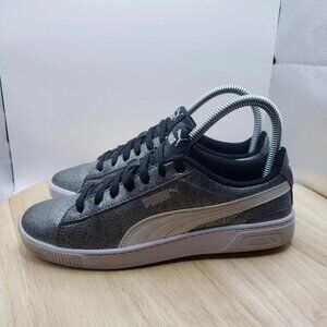 Puma Vikky V3 Glitz Youth Girls size 4.5 Silver Sneakers Casual Shoes 38470101
